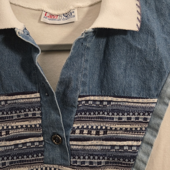 Blue and White Patterned Polo Shirt - Picture 4 of 5